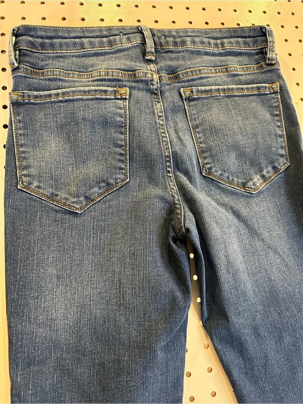 Free People Mid-Blue Flared Jeans with Frayed Hem